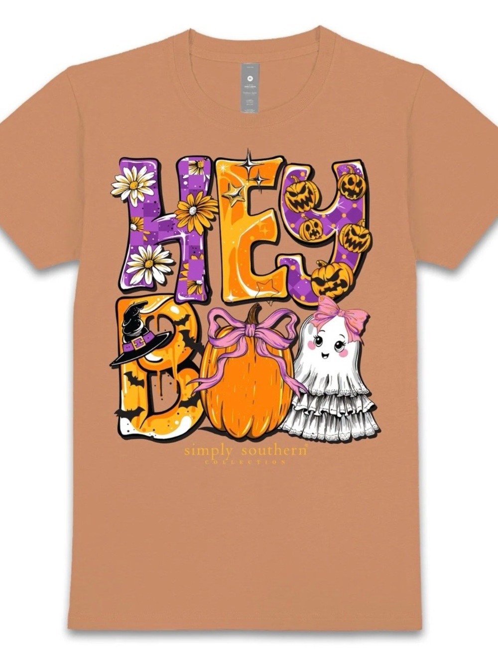 New Simply Southern Hey Boo Ghost Pumpkin Halloween Fall Size Small
